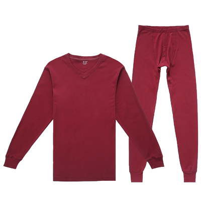 红豆男v领秋冬精梳青年红色结婚