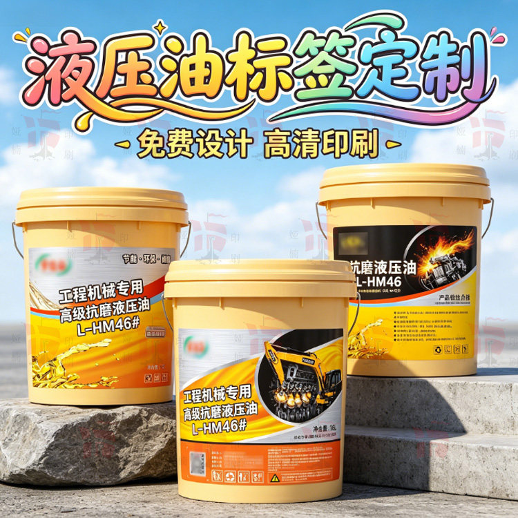设计液压油贴纸机油润滑油标签二次打印型号合成纸不覆膜定制卷标