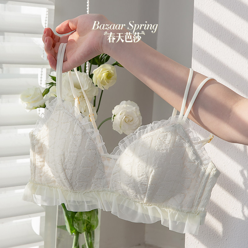 纯欲内衣女小胸少女聚拢无钢圈防下垂收副乳学生套装文胸胸罩薄款