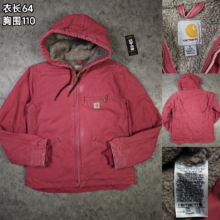 Carhartt卡哈特WJ141夹克西瓜红624女款连帽夹克孤品古着15年产