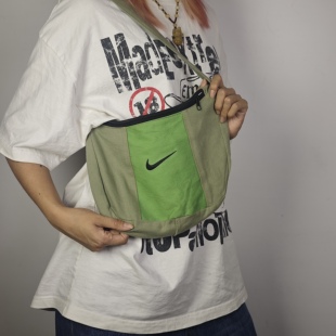 钩子耐客单肩包女式拼接remake古着孤品多巴胺配色斜挎包包包女生