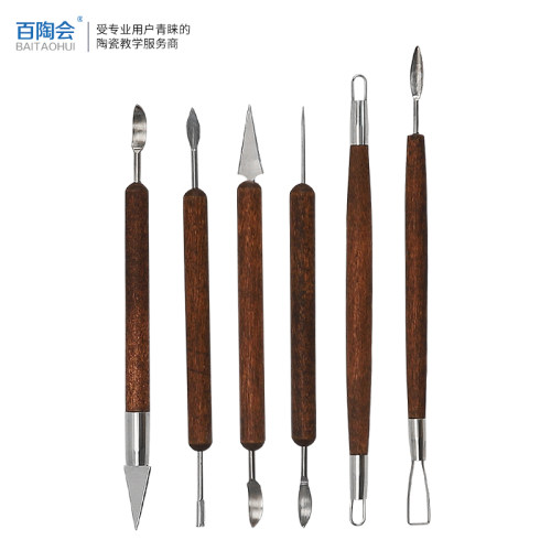 百陶会泥塑工具红木丝刀6件套