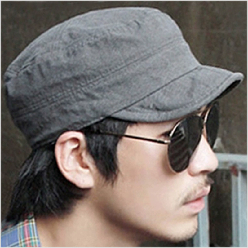 韩国代购进口复古风全棉韩版男式短沿短檐软檐帽子平顶帽松紧封口