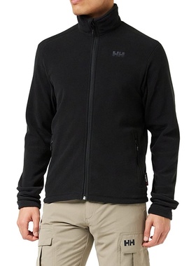 HELLY HANSEN/HH 抓绒衣夹克男黑色舒适全拉链保暖透气户外休闲衣