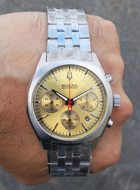 BULOVA宝路华男表Accutron II计时码表金色表盘欧美腕表 96B239