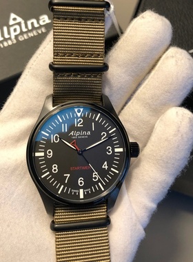 ALPINA艾沛勒手表男飞行员黑色表盘夜光石英瑞士腕表AL-235B4FBS6