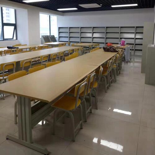 钢木图书馆阅览桌4人可移动
