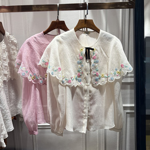 圆领蝴蝶结刺绣花朵单排扣两件套设计感上衣 女装 南油2026春季 新品