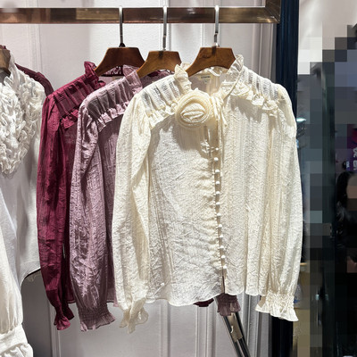 宽松衬衫法式显瘦单排扣衬衣