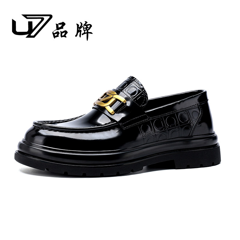 U7男士皮鞋2026新款真皮厚底时尚休闲商务德比鞋男高端纯牛皮男鞋