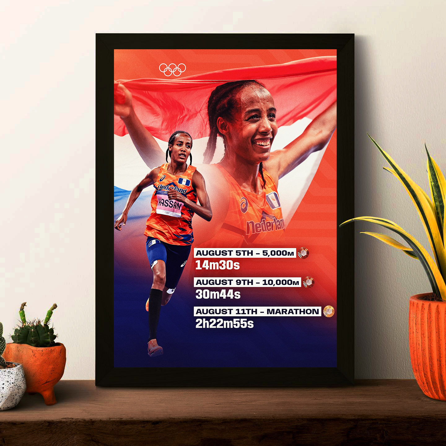 西凡哈桑实木相框摆台马拉松长跑卧室房间有框挂墙上宿舍画框壁画