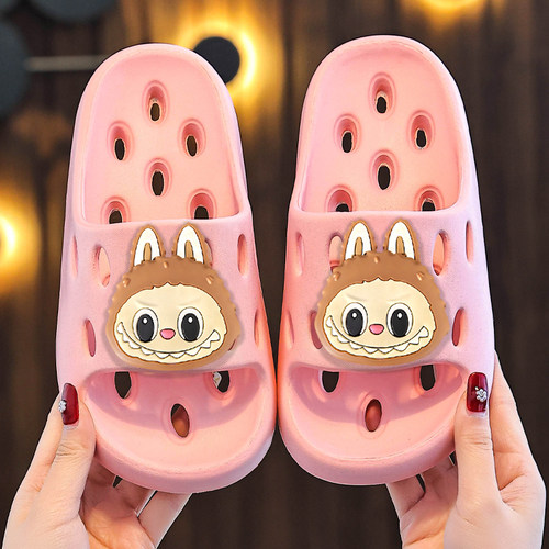 儿童漏水拖夏季男童新款卡通拉布布家居浴室洗澡防滑亲子女童凉拖