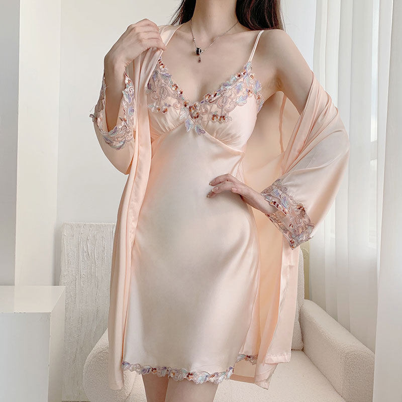 带胸垫性感睡衣女夏季冰丝薄款2023年新款蕾丝吊带睡裙套装,女士内衣/男士内衣/家居服,睡袍/浴袍,淘宝优惠券,粉丝福利购,淘宝优惠卷