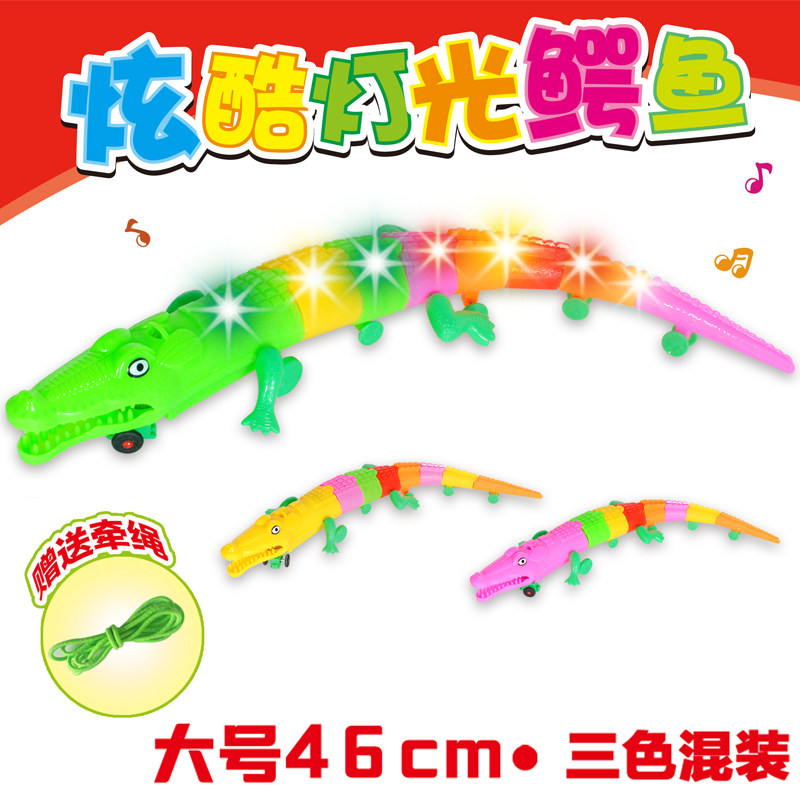 儿童玩具新款电动鳄鱼万向爬行灯光音乐仿真动物夜市地摊货源