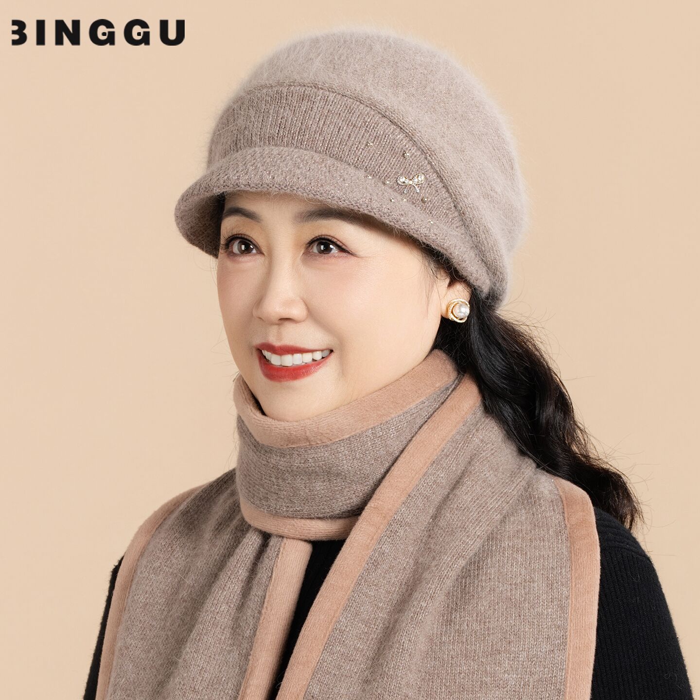 中老年人妈妈帽子女冬季新款