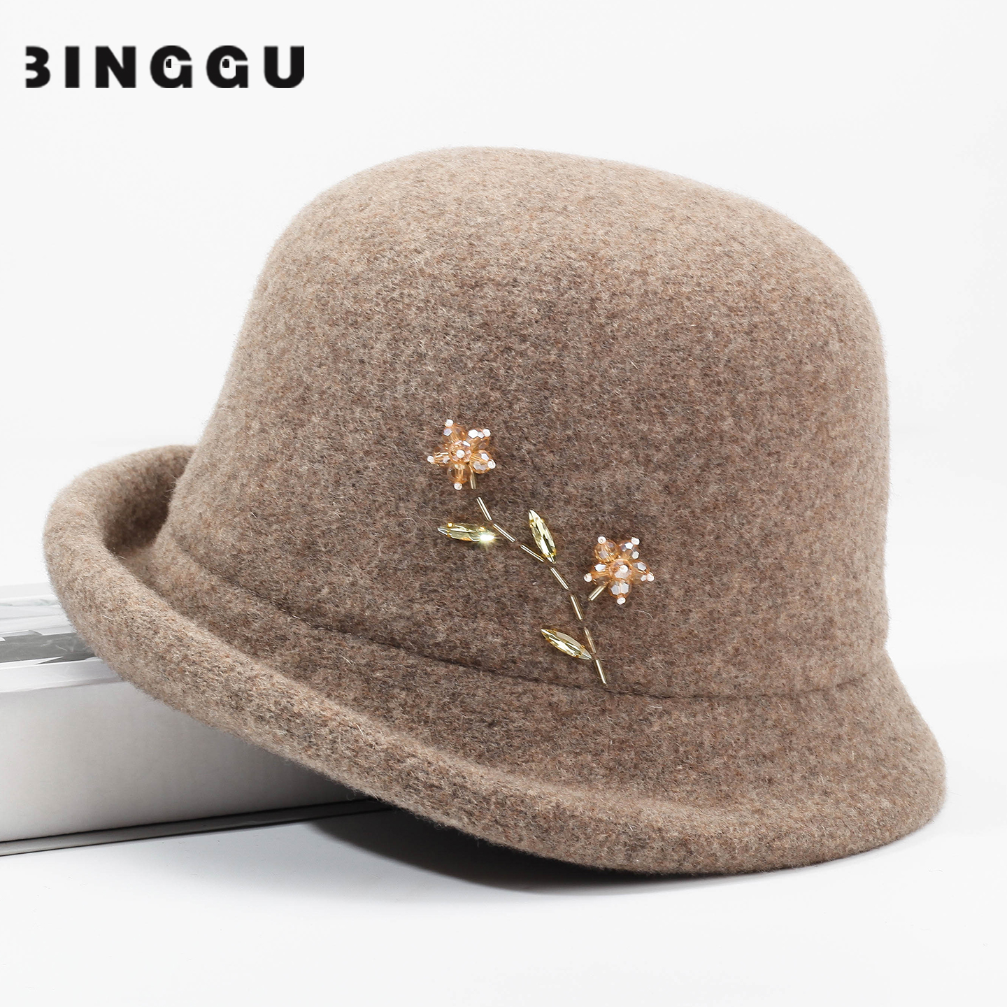 中老年人帽子女款新款羊毛礼帽