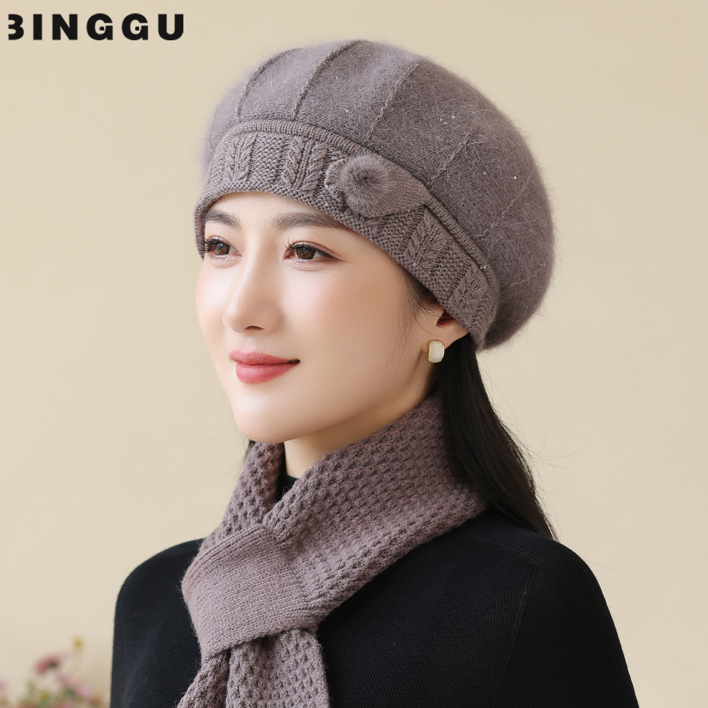 中老年人妈妈帽子女秋冬季贝雷帽