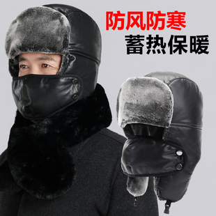 中老年人帽子男士 爸爸雷锋帽冬天骑车防寒面罩护耳保暖棉帽男 冬季