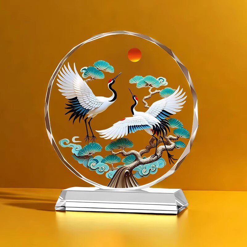 松鹤延年水晶客厅乔迁开业摆台