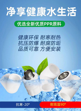 ppr白色水管配件4分20弯头90度6分25内丝直接头外牙三通热熔管件