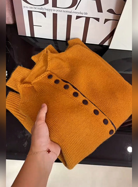 韩版气质橙黄色立领毛衣女2025秋冬新款软糯显瘦休闲百搭针织开衫