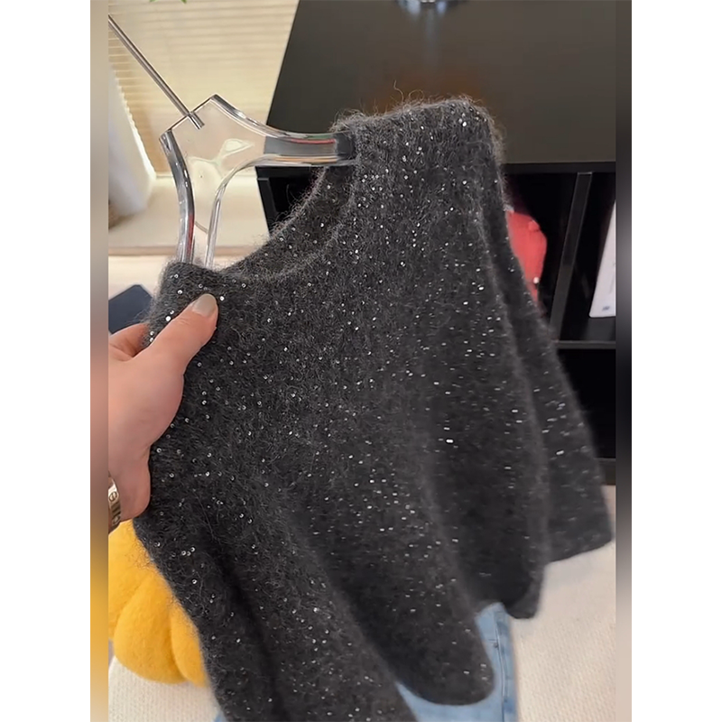 2025秋冬新款韩版时尚圆领宽松显瘦亮片软糯针织衫女百搭毛衣外套,女装/女士精品,羊绒衫,淘宝优惠券,粉丝福利购,淘宝优惠卷