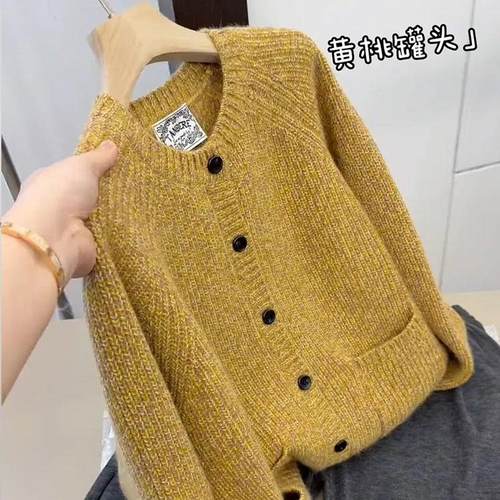 秋冬新款宽松百搭针织毛衣外套女