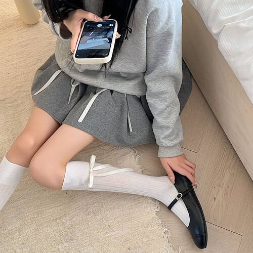 松弛出游~小腿女日系jk风绑带蝴蝶结长筒袜春夏甜美少女Lolita袜