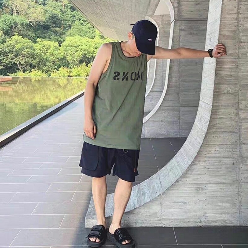 港风潮夏季余文乐同款男背心流行宽松纯棉运动打底汗衫无恤t恤