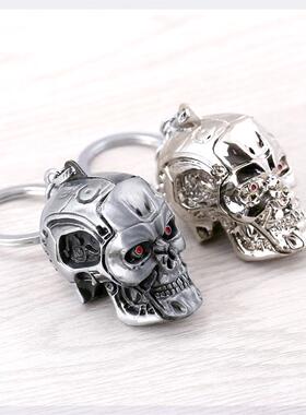 电影周边The Terminator终结者t800面具骷髅头合金立体钥匙扣挂件