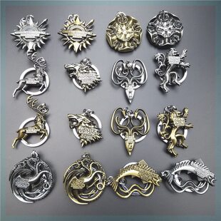 美剧冰与火权力的游戏钥匙扣龙之家族周边九大家族徽章锁匙扣挂件