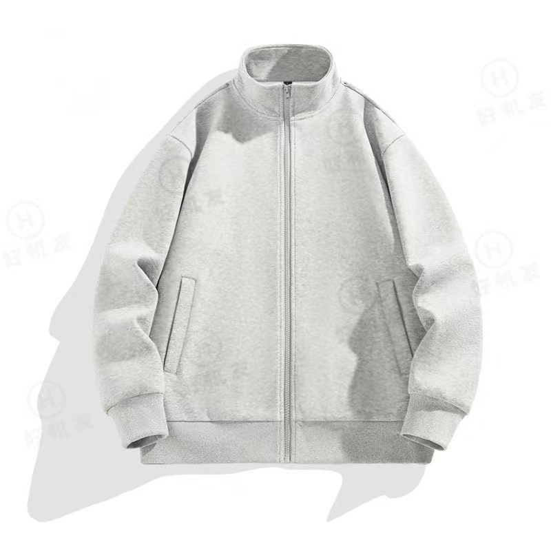 男女童纯色立领拉链外套2025新款中大童秋冬纯棉运动开衫加绒卫衣