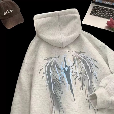 中大童翅膀印花连帽卫衣男童秋冬