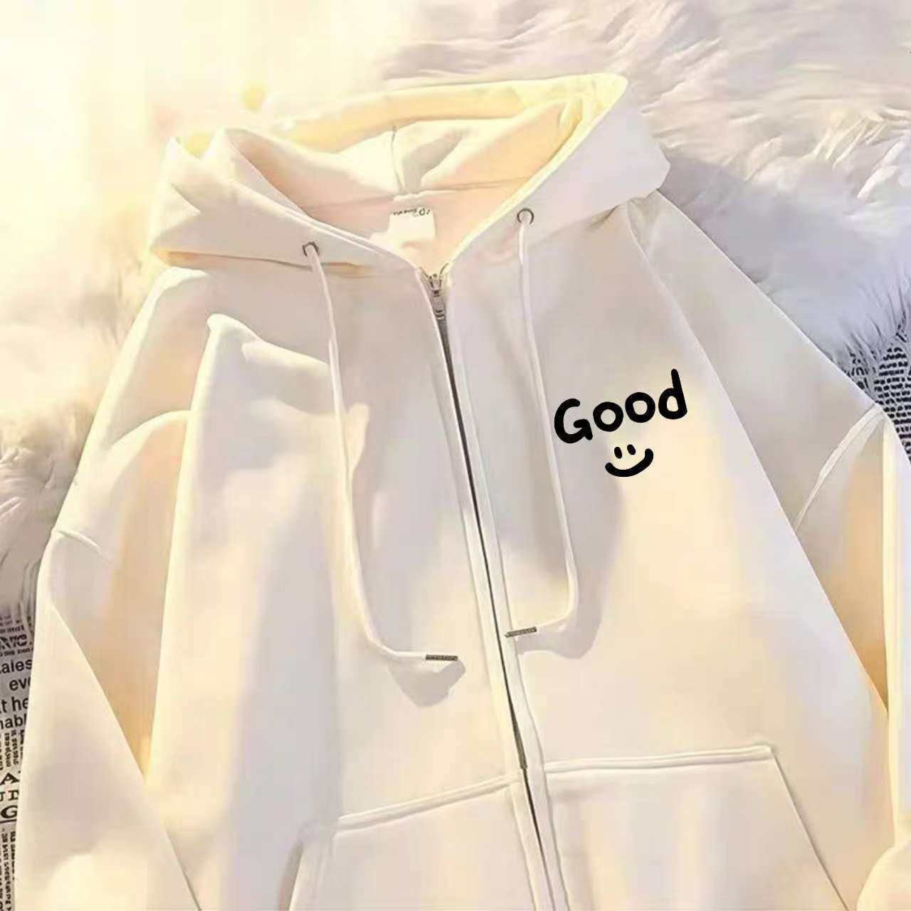 秋冬童装笑脸印花连帽开衫卫衣宽松拉链外套中大童时尚百搭简约潮,童装/婴儿装/亲子装,卫衣/绒衫,淘宝优惠券,粉丝福利购,淘宝优惠卷