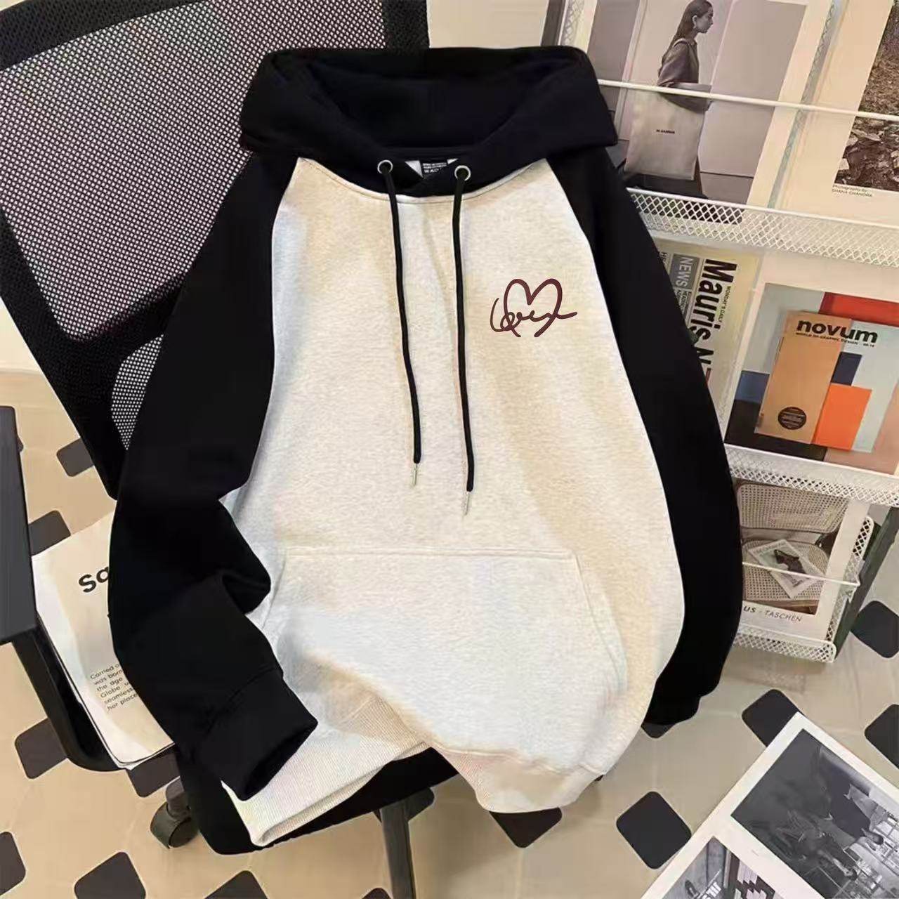 男女童爱心秋冬季插肩袖连帽卫衣2025新款中大童宽松百搭加绒外套,童装/婴儿装/亲子装,卫衣/绒衫,淘宝优惠券,粉丝福利购,淘宝优惠卷