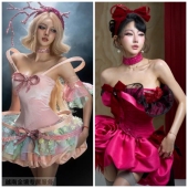 越在线越南小众chudada新款 红抹胸束腰连衣短裙 粉抹胸多色蛋糕裙