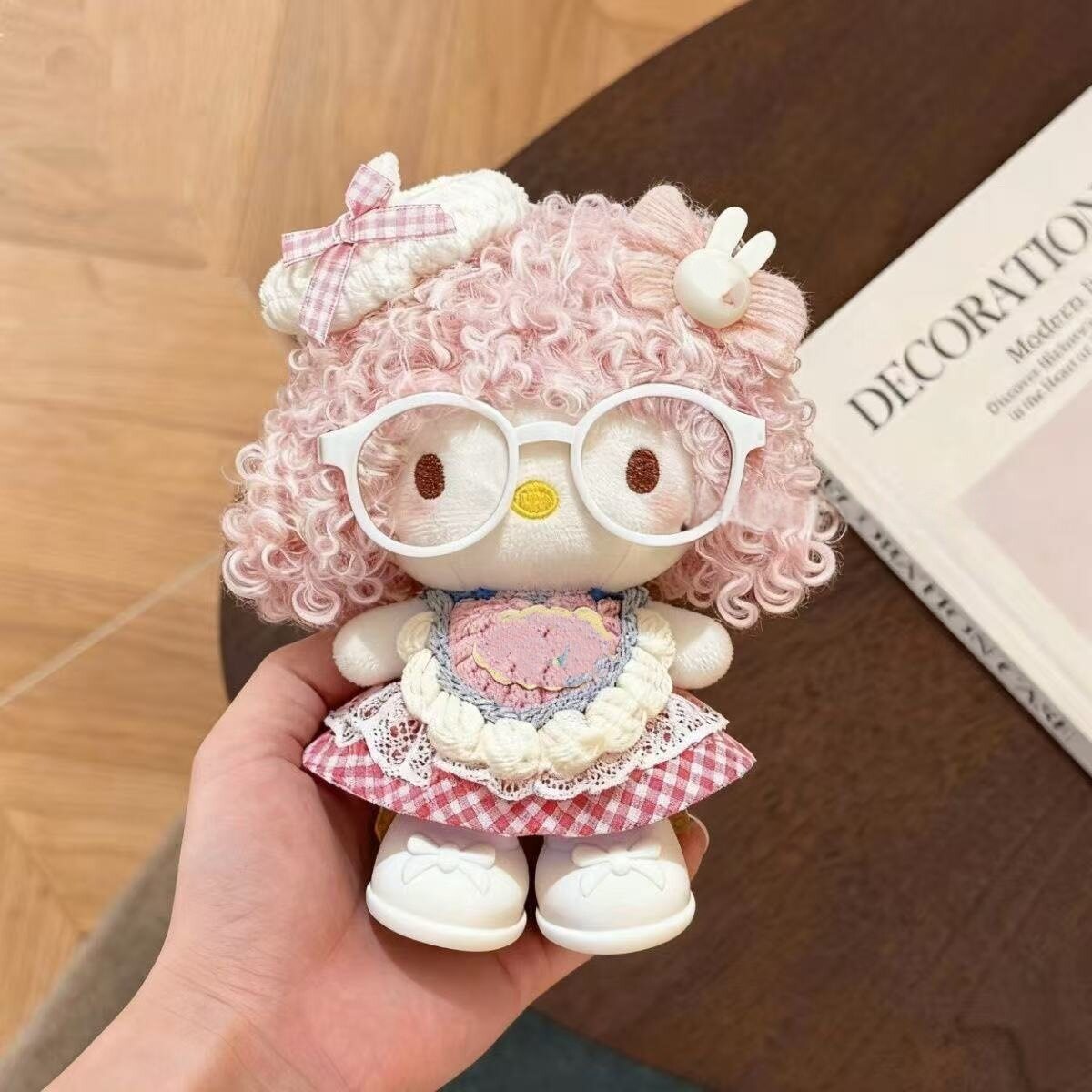 kitty包挂件萌萌兔卷发kt布艺毛绒公仔玩偶