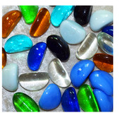 彩色水晶石头彩石玻璃石鹅卵石水培鱼缸装 饰盆栽摆件石子雨花石