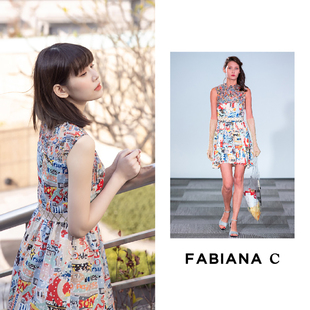 州州狂潮荷叶领连衣裙高腰夏季 FABIANA C官方店 明星同款