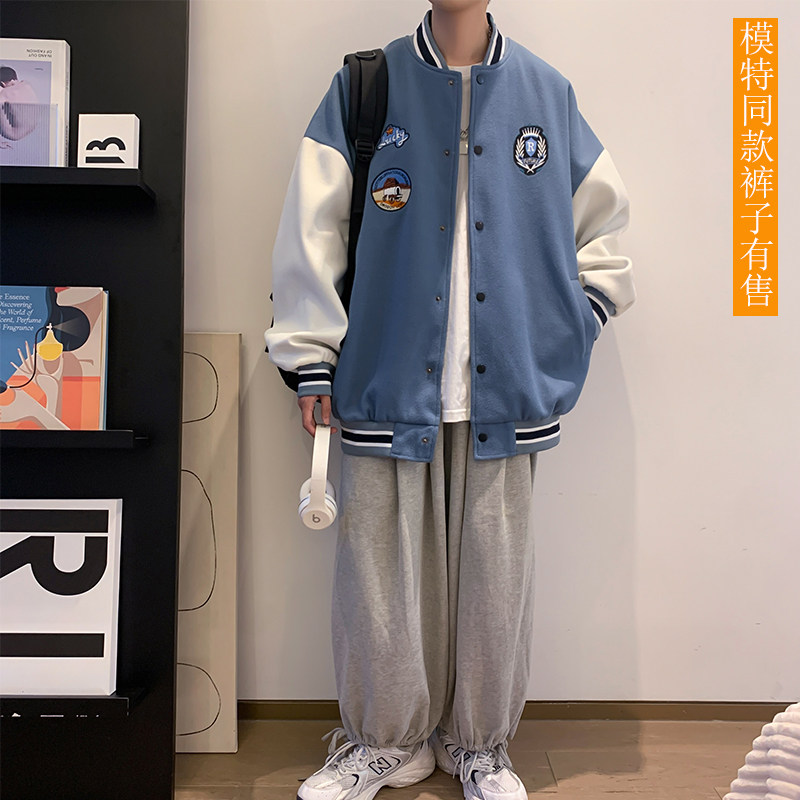 春装港风ins大码男装夹克外套加肥加大码宽松棒球衫6XL胖子衣服,男装夹克,星座909-2（原星座717-2）