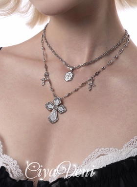 CIYAVENI原创设计中世纪哥特镶钻十字架巴洛克复古锁骨链辣妹项链