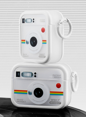 悟望初品 原创设计拍立得照相机适用苹果AirPods 1/2/4代简约白色新3代保护套Pro 3代无线蓝牙方形耳机分体壳