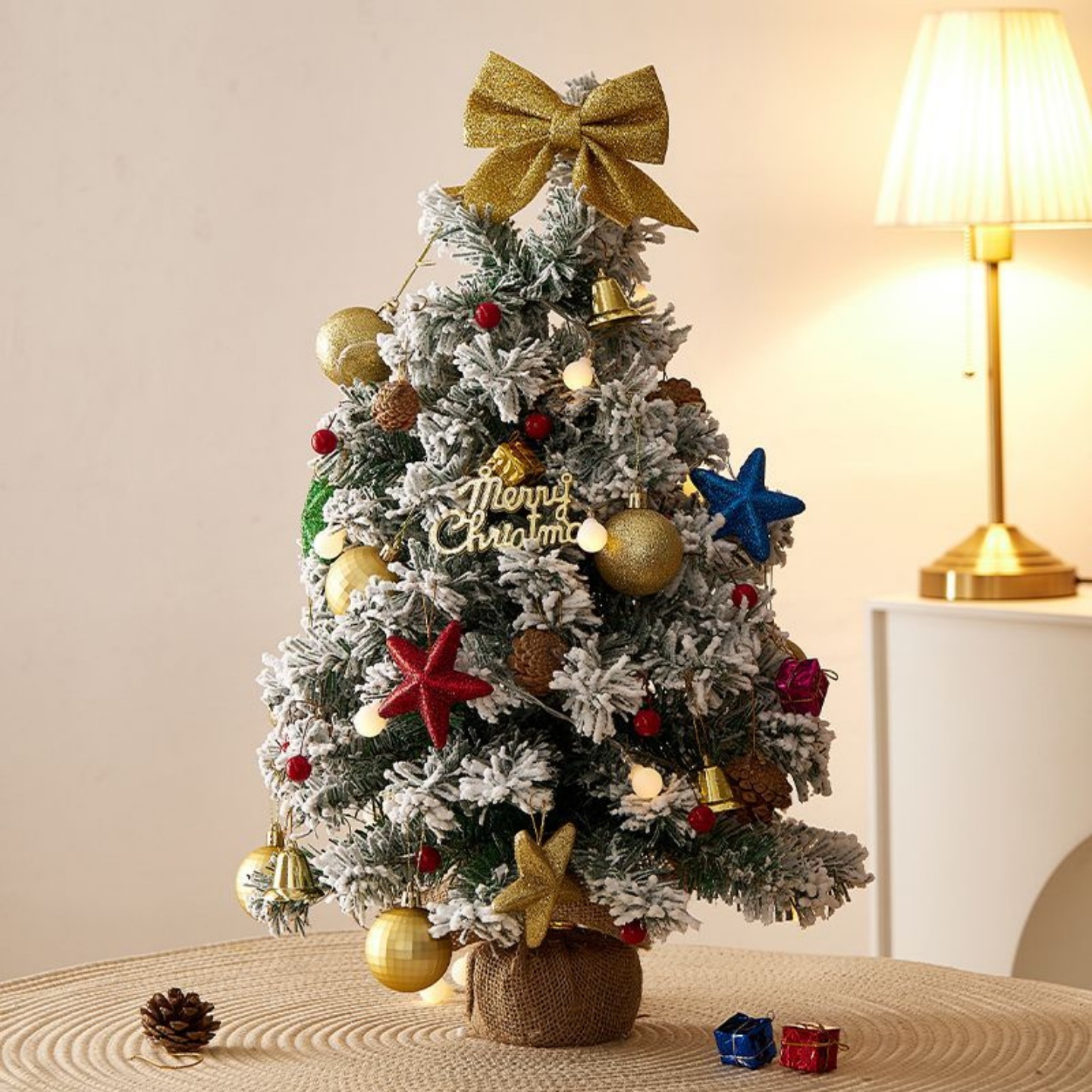 圣诞树2025新款圣诞节装饰带灯桌面摆件家用ins风迷你圣诞树套餐