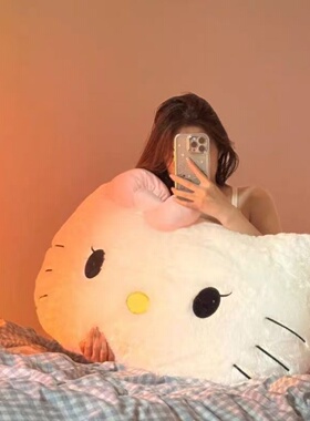 毛绒kt猫靠枕床头靠垫宿舍大靠背垫汽车抱枕可爱女生沙发座椅护腰