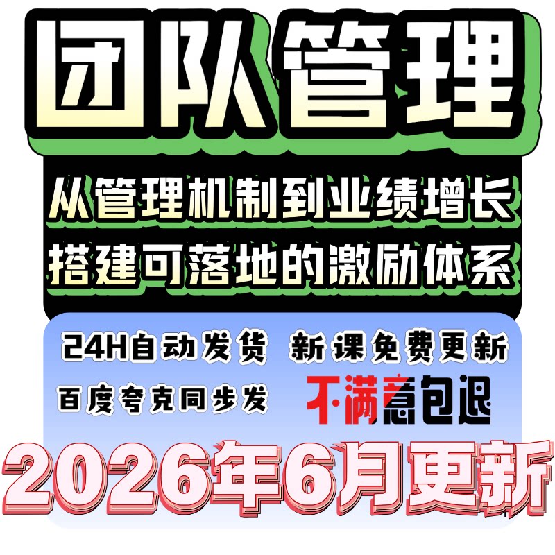 团队管理团队建设打造管理企业中层员工协作电商激励绩效视频课程