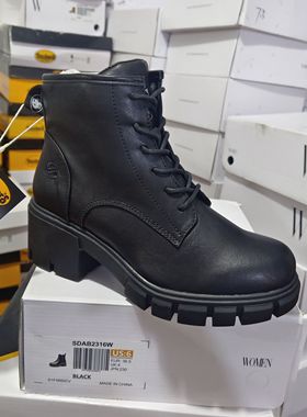 49欧原装DOCKER*S出口德国外贸女短靴 系带粗高跟马丁靴棉靴36-38