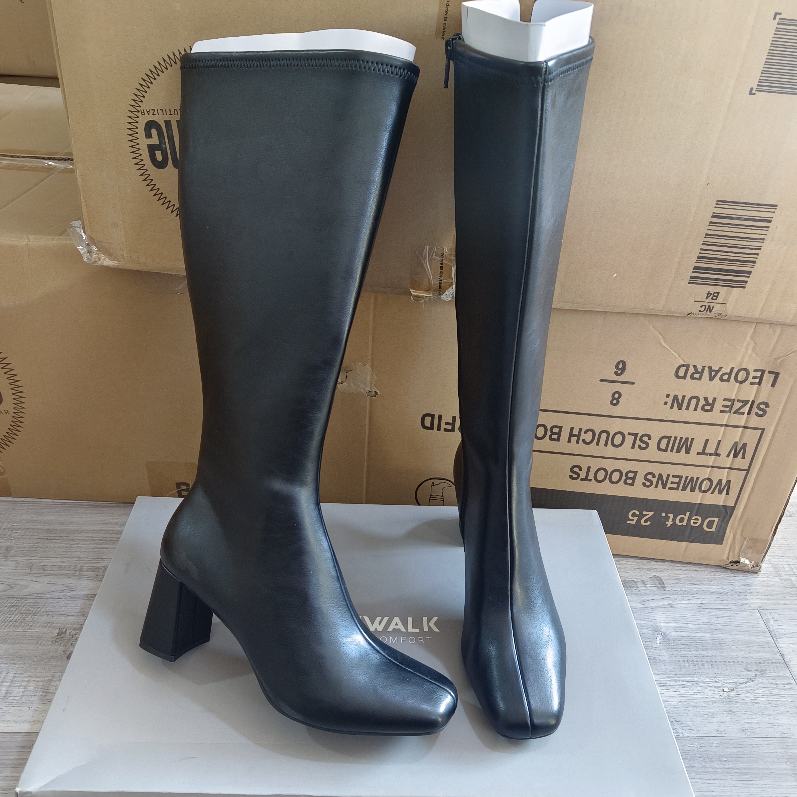 超美出口美国外贸大码长靴子 方头粗高跟高筒靴时装靴瘦腿靴35-40,女鞋,时装靴,淘宝优惠券,粉丝福利购,淘宝优惠卷