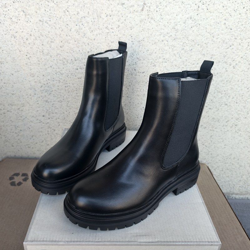 原装出口外贸原单女短靴 一脚蹬厚底低跟切尔西靴骑士靴37-41码,女鞋,切尔西靴,淘宝优惠券,粉丝福利购,淘宝优惠卷