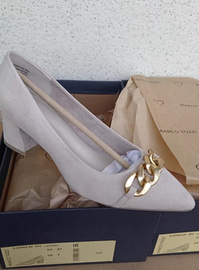 原装出口德国MT外贸原单鞋 小尖头链条浅口粗高跟单鞋时装鞋37-38