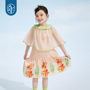 年衣童装女童连衣裙披肩春夏新款中式国风公超仙主裙子儿童演出裙